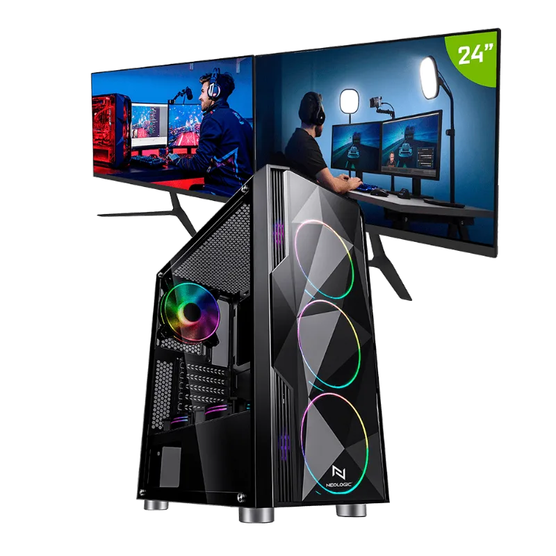 PC Gamer Neologic Streamer NLI82307 Intel i5-9400F 16GB (GTX 1650 4GB) SSD 240GB + HD 1TB 400W 80 Plus + 2 Monitores 24
