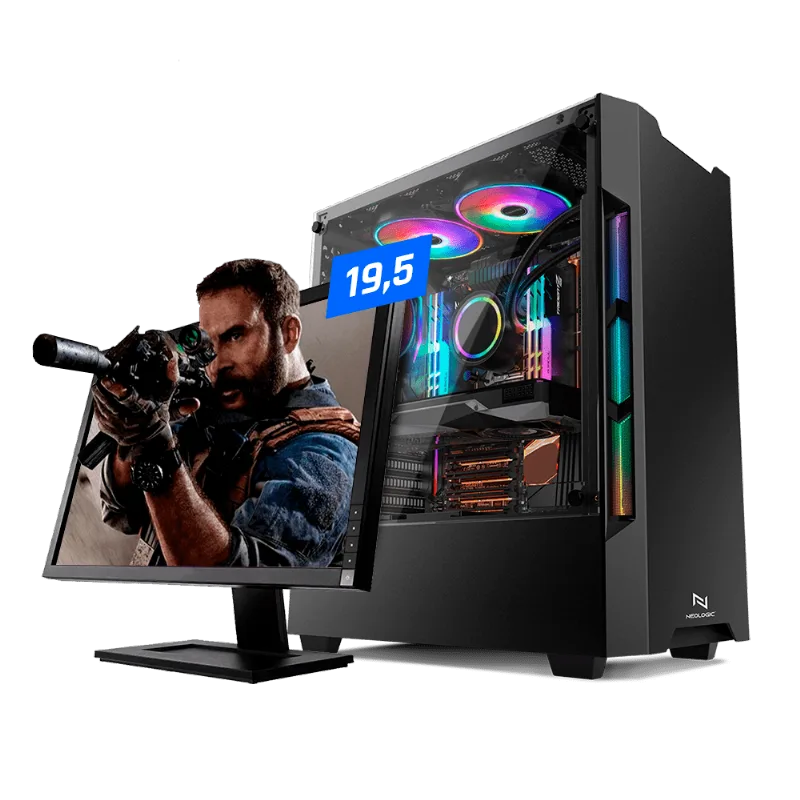 Pc Gamer Neologic NLI82362 Intel i5-9400F (GTX 1050TI 4GB) 8GB DDR4, SSD 120G B400W 80 PLUS + Monitor 19,5