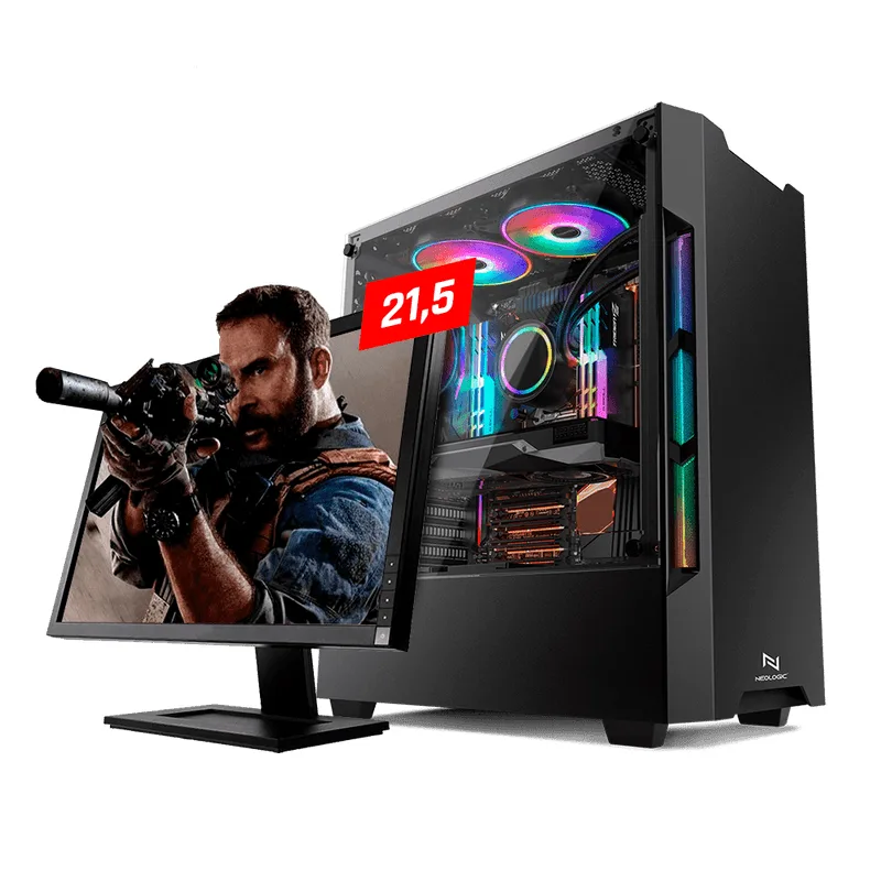 Pc Gamer Neologic NLI82364 Intel i5-9400F (GTX 1050TI 4GB) 8GB DDR4, SSD 240GB 400W 80 PLUS + Monitor 21,5