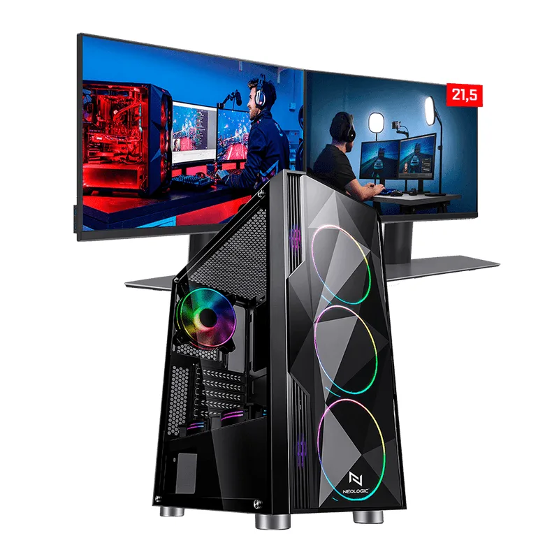 PC Gamer Neologic Streamer NLI82426 Intel i5-9400F 16GB (GTX 1060 3GB) SSD 240GB + HD 1TB 400W 80 Plus + 2 Monitores 21,5