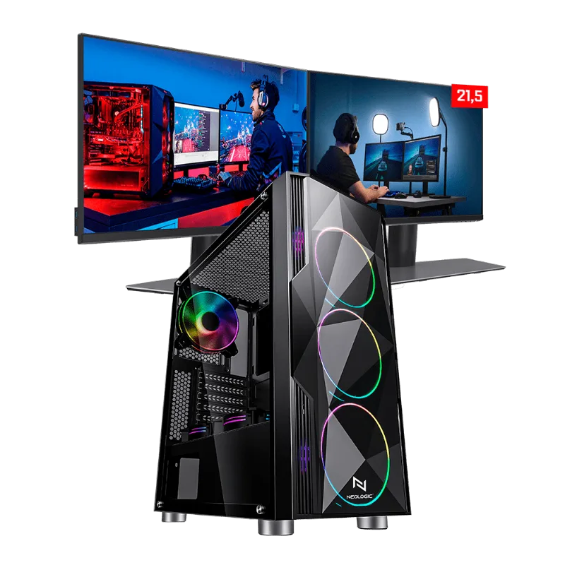 PC Gamer Neologic Streamer NLI82434 Intel i5-9400F 16GB (RTX 2060 6GB) SSD 240GB + HD 1TB 600W 80 Plus + 2 Monitores 21,5