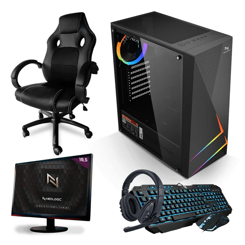 PC Gamer Completo Start NLI82518 AMD 3000G 8GB (Radeon Vega 3 Integrado) SSD 240GB 400W 80 Plus + Cadeira