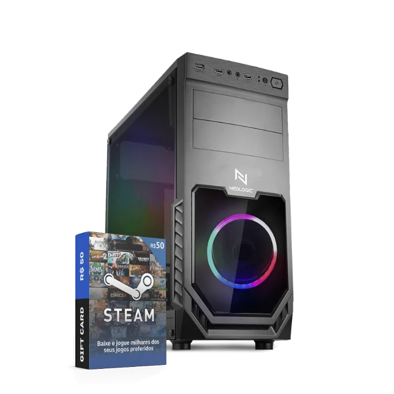 Pc Gamer Neologic NLI82682 Intel i5 10400F 8GB DDR4 (GTX 1650 4GB) SSD 240GB 400W 80 Plus + Gift Card Steam 50