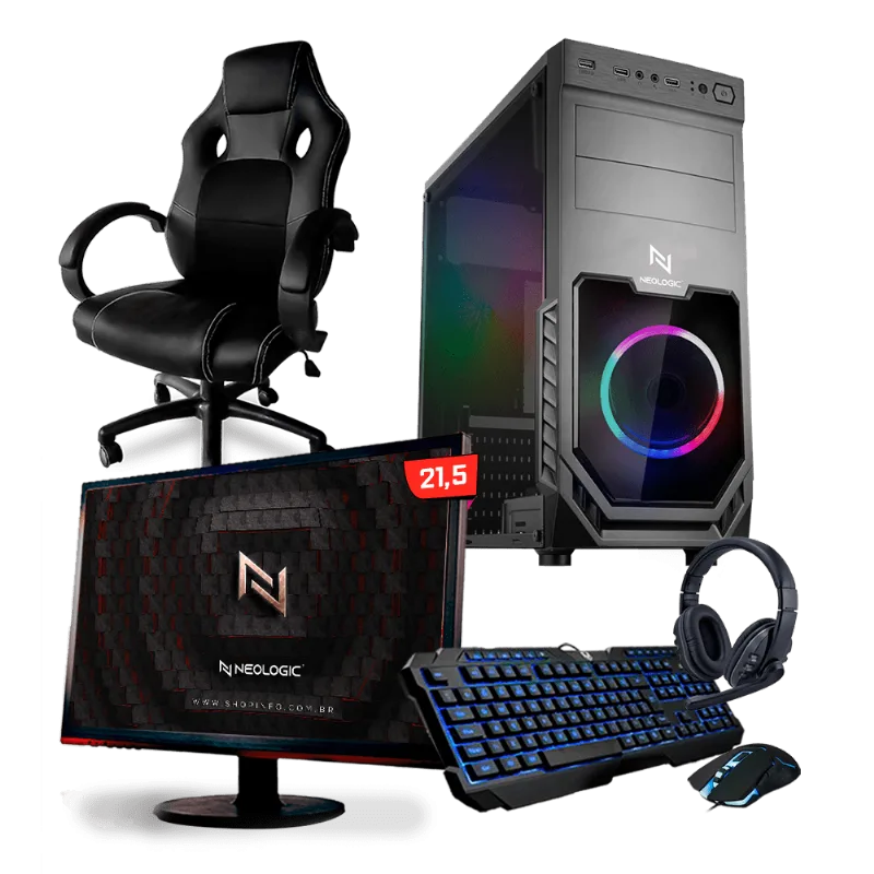 Pc Gamer Completo Start NLI82946 AMD 320GE 8GB (Vega 3 Integrado) SSD 240GB + Cadeira Gamer
