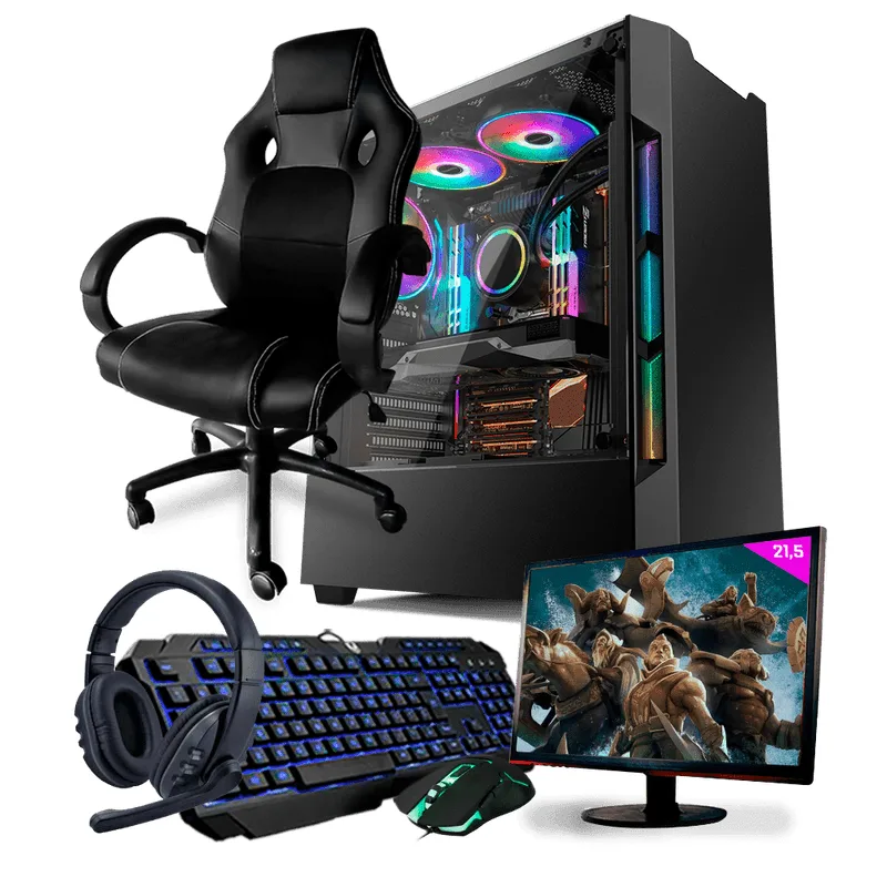 Pc Gamer Completo Start NLI82955 AMD 320GE 16GB (Vega 3 Integrado) SSD 240GB + Cadeira Gamer