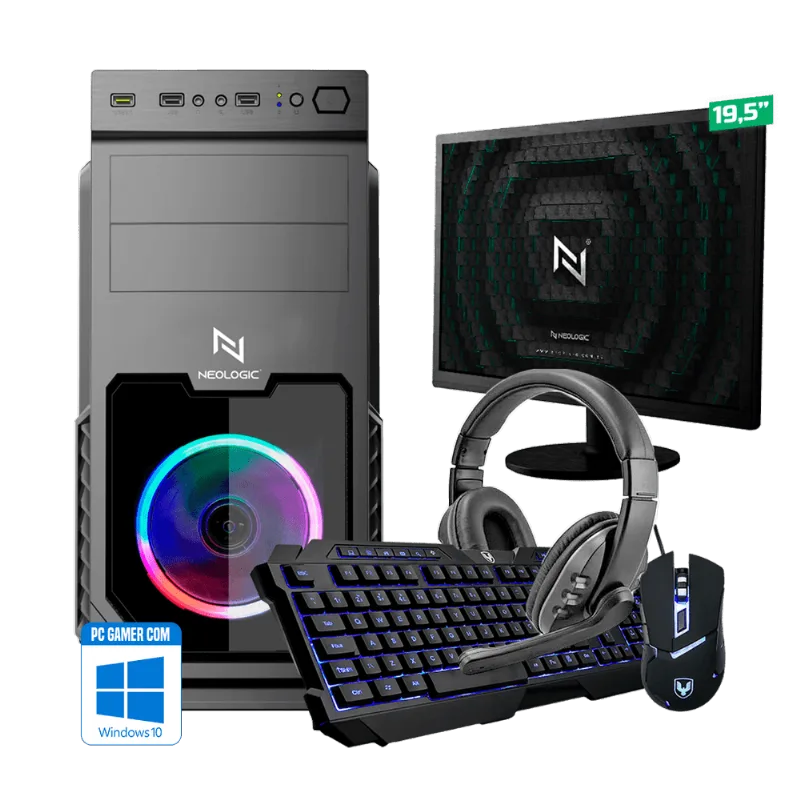 Kit - PC Gamer Start NLI82981 AMD 3000G 16GB (Radeon Vega 3 Integrado) SSD 120GB 500W 80 Plus + Monitor 19,5 + Windows 10