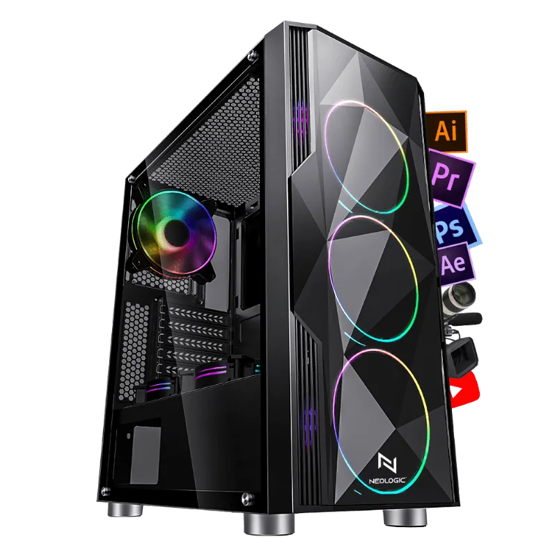 PC Intel i7 10700F 16GB (RTX 3070 8GB) HD 1TB + SSD 240GB 700W 80 Plus, Neologic Para Edição - NLI83250