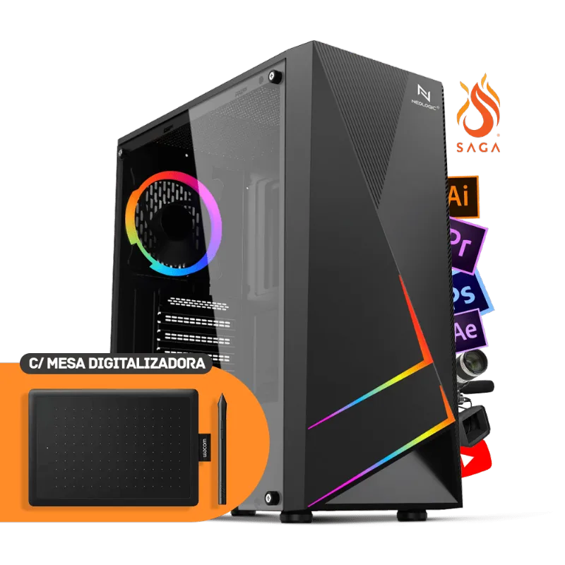 PC NEOLOGIC BY SAGA 2D NLI83352 INTEL I5 10400F 16GB (GTX 1650 4GB) 1TB 500W 80 PLUS + SSD 240GB + MESA DIGITALIZADORA WACOM