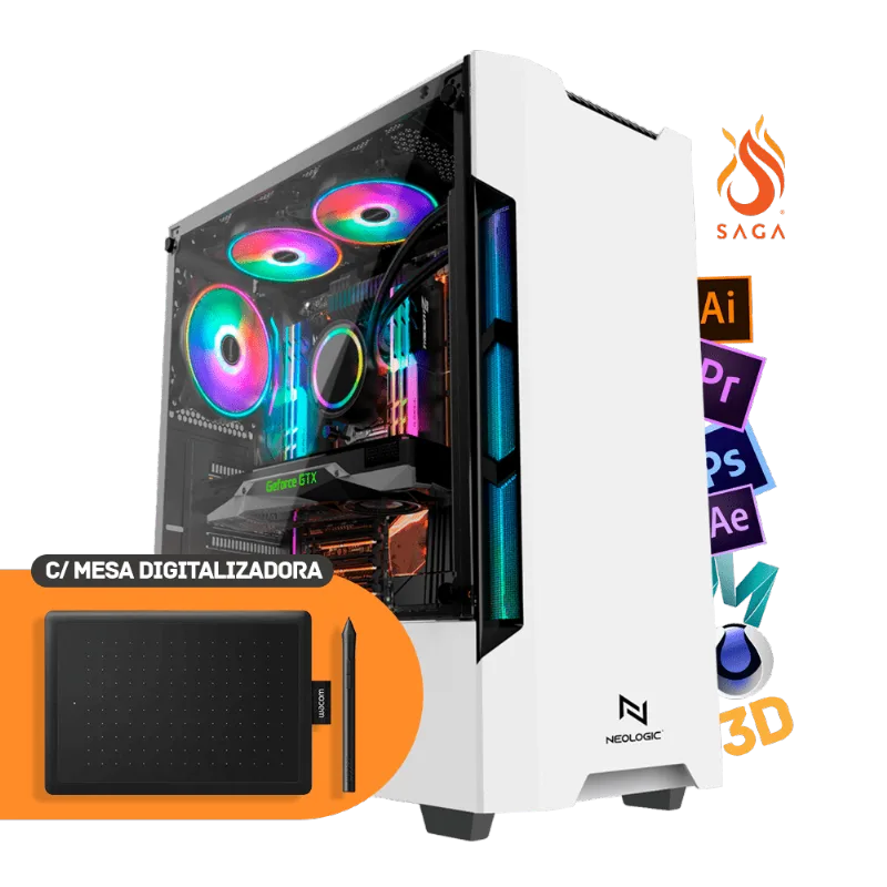 PC NEOLOGIC BY SAGA 3D POWER NLI83364 INTEL I7 10700F 32GB (RTX 3070 8GB) 1TB 700W 80 PLUS + SSD 240GB + MESA DIGITALIZADORA WACOM