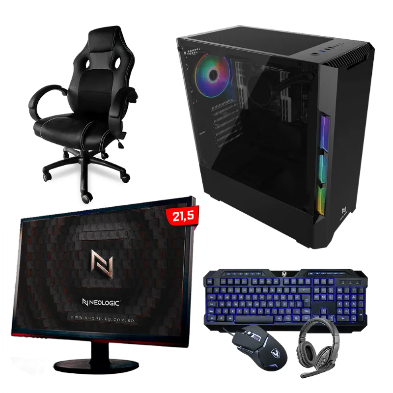 PC GAMER COMPLETO NEOLOGIC NLI83596 AMD RYZEN 7 5700G 16GB (RADEON VEGA 8 INTEGRADO) SSD 240GB 500W 80 PLUS + CADEIRA