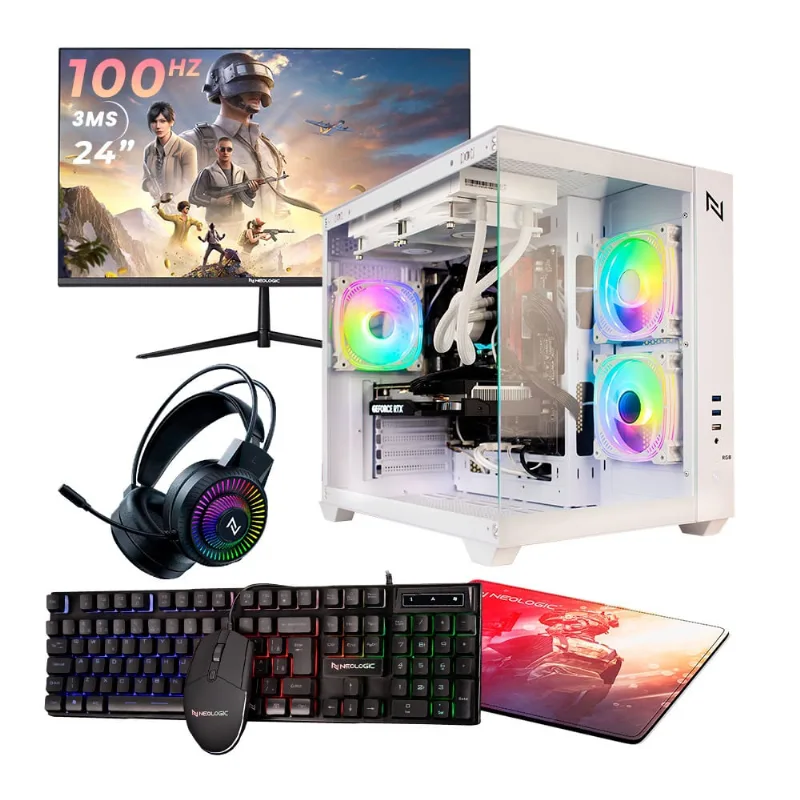 Pc gamer completo ryzen 5 5600GT, 16GB 3200MHZ (radeon vega 7), ssd 480GB, 500W 80 plus, monitor 24