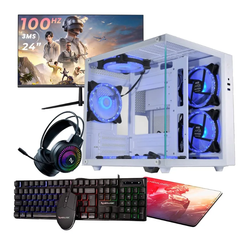 Pc gamer completo ryzen 5 5600GT, 16GB 3200MHZ (radeon vega 7), ssd 480GB, 500W 80 plus, monitor 24
