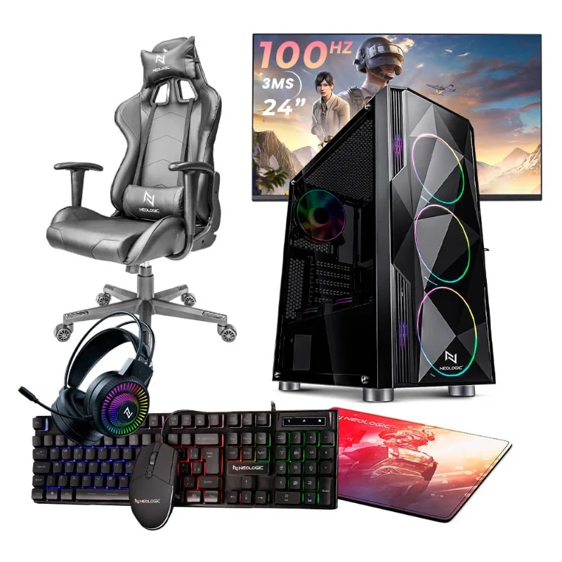 Pc gamer completo ryzen 5 5600GT, 16GB 3200MHZ (radeon vega 7), ssd 480GB M.2, 500W 80 plus, monitor