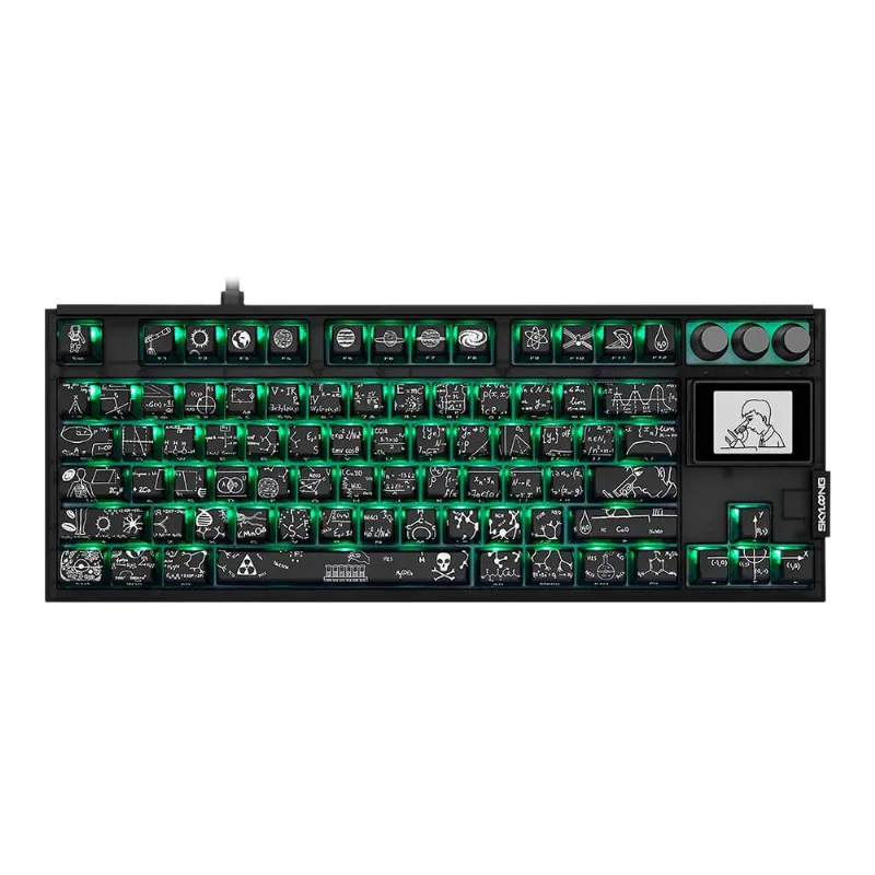 Teclado gamer mecanico skyloong GK87 pro crazy scientist, switch ktt silver, 3 modos, rgb, hot swap,
