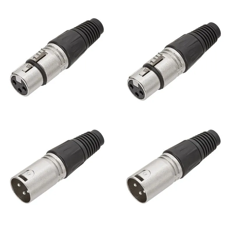 Kit 04 Plug Conector XLR F 02 XLR M 02 Prime Cannon