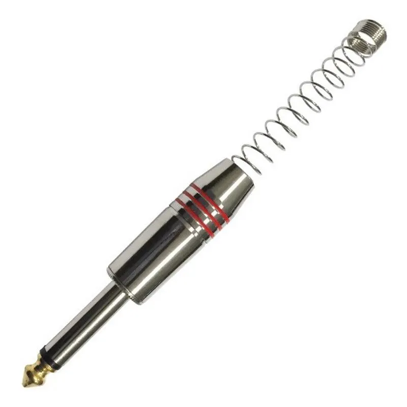 Plug P10 Mono C/mola Espiral Metal Ponta Niquel Emb 06 Peças
