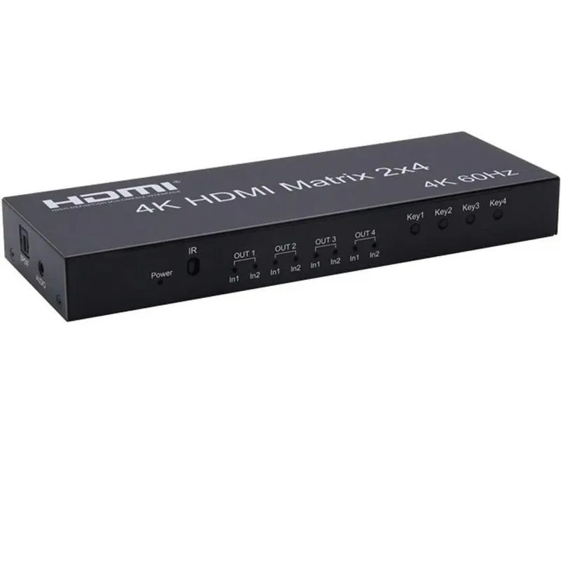 Switch/splitter Matrix 2x4 Hdmi 3d Full Hd 4k Com Controle