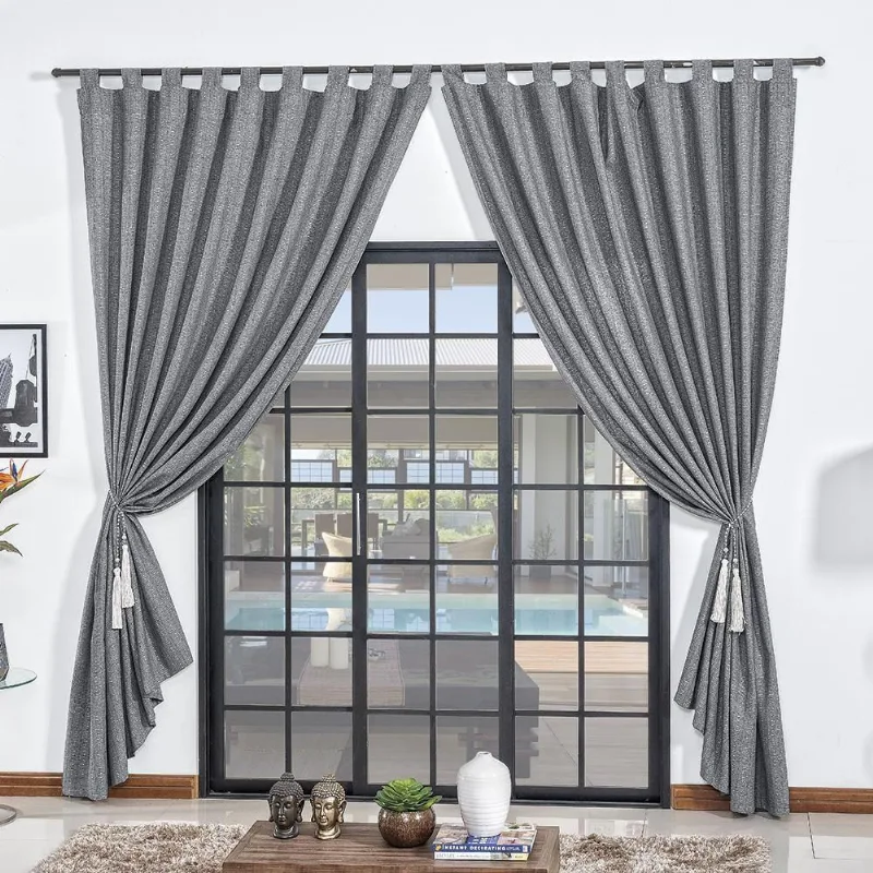 Cortina 3x2,80m Rustica Pedraria Varão Simples Cinza