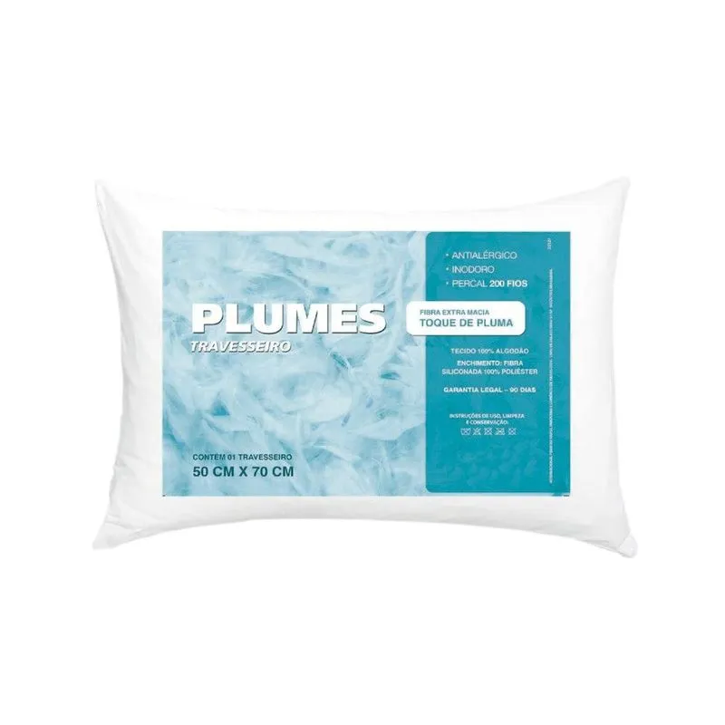Travesseiro 100% Algodão 200 Fios Ortobom Piúme Toque Plumas
