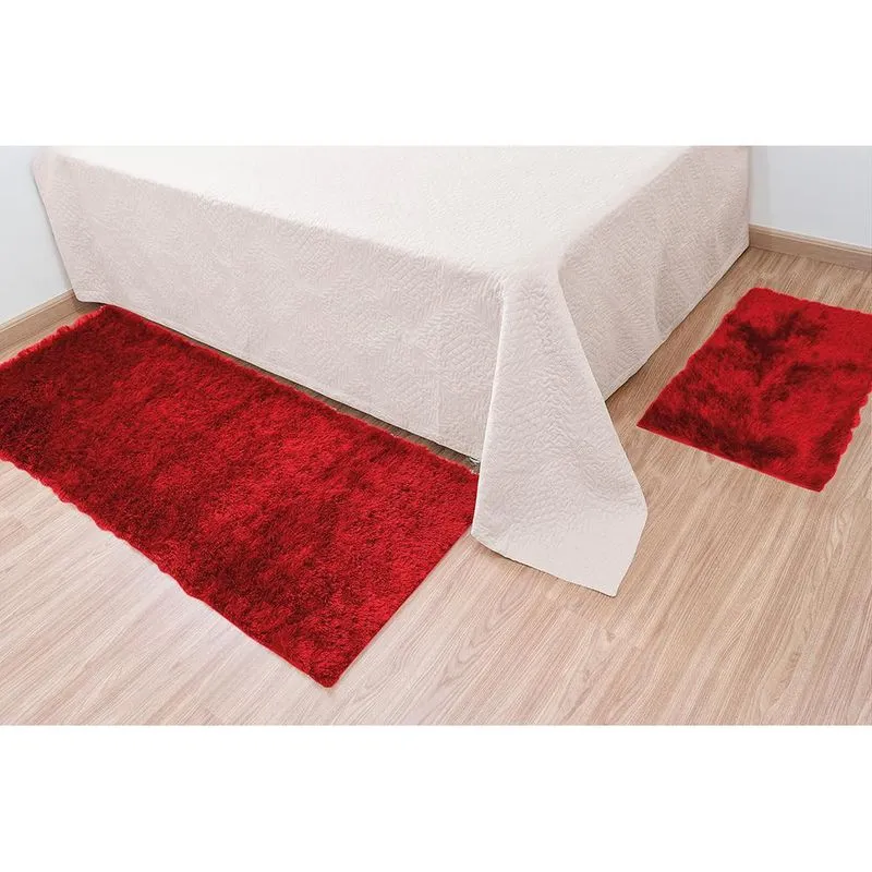 Tapete Fio De Seda 50Cmx90Cm Vermelho