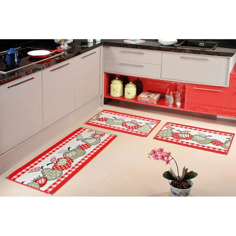 Kit Cozinha Veludo Ka-23 Vermelho