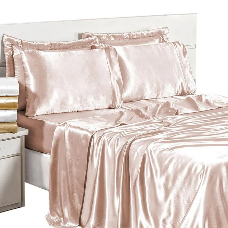 Jogo De Lençol Sevilha 4Pçs King Size Cetim Charmousse Nude