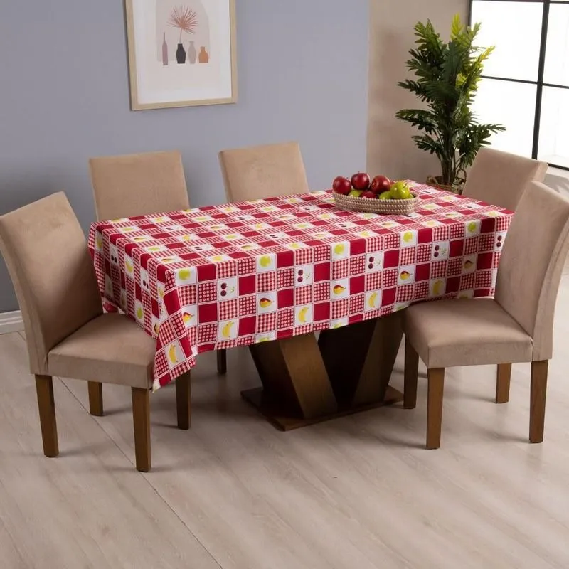 Toalha De Mesa Pratik 6 Lugares 2,00x1,45 1 Peça Oxford Estampado - Frutas-vermelhas