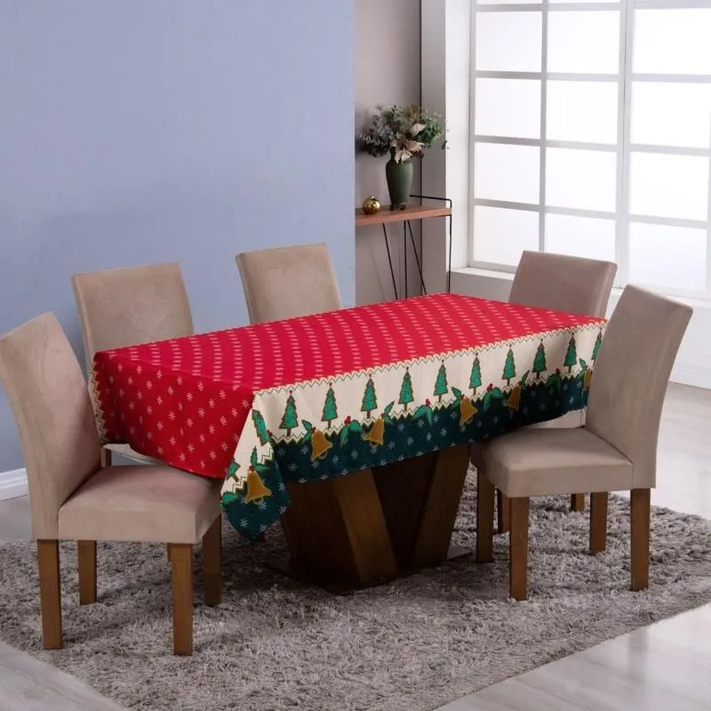 Toalha De Mesa Posta Estampada Natal 1 Peça Oxford 6 Lugares - Moderna