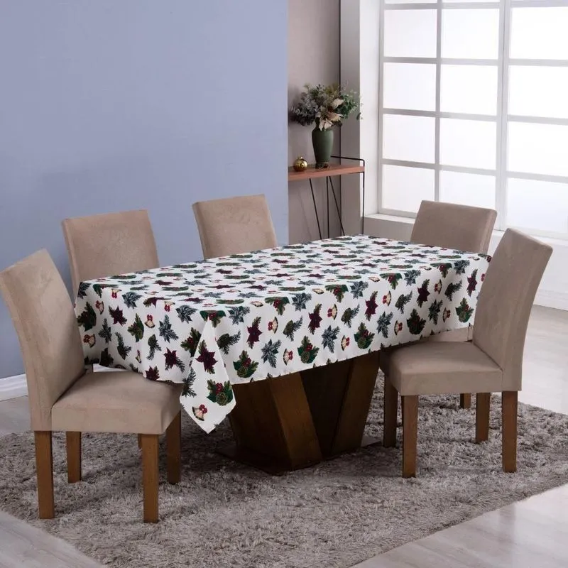 Toalha De Mesa Posta Estampada Natal 1 Peça Oxford 8 Lugares - Clássica