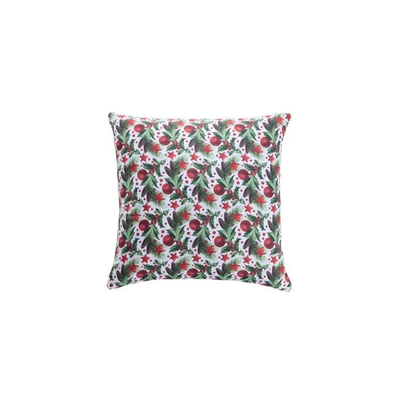 Capa Almofada Natalina 45cm X 45cm Zíper Branco