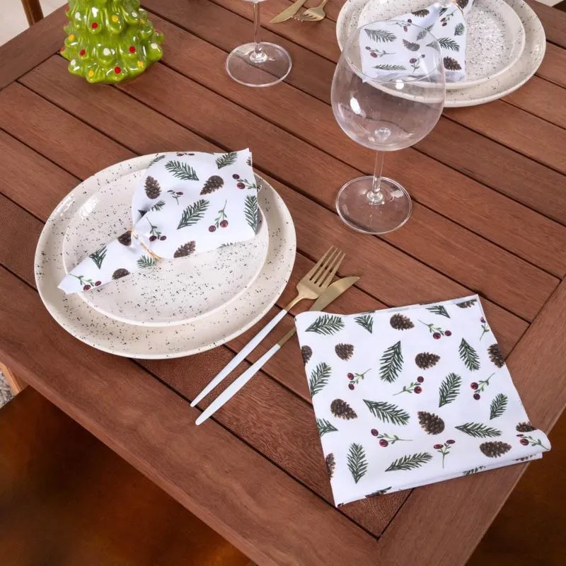 Kit 4 Guardanapos 35cm X 35cm Estampa Digital Tecido Oxford Natal Decoração - Estampa 1