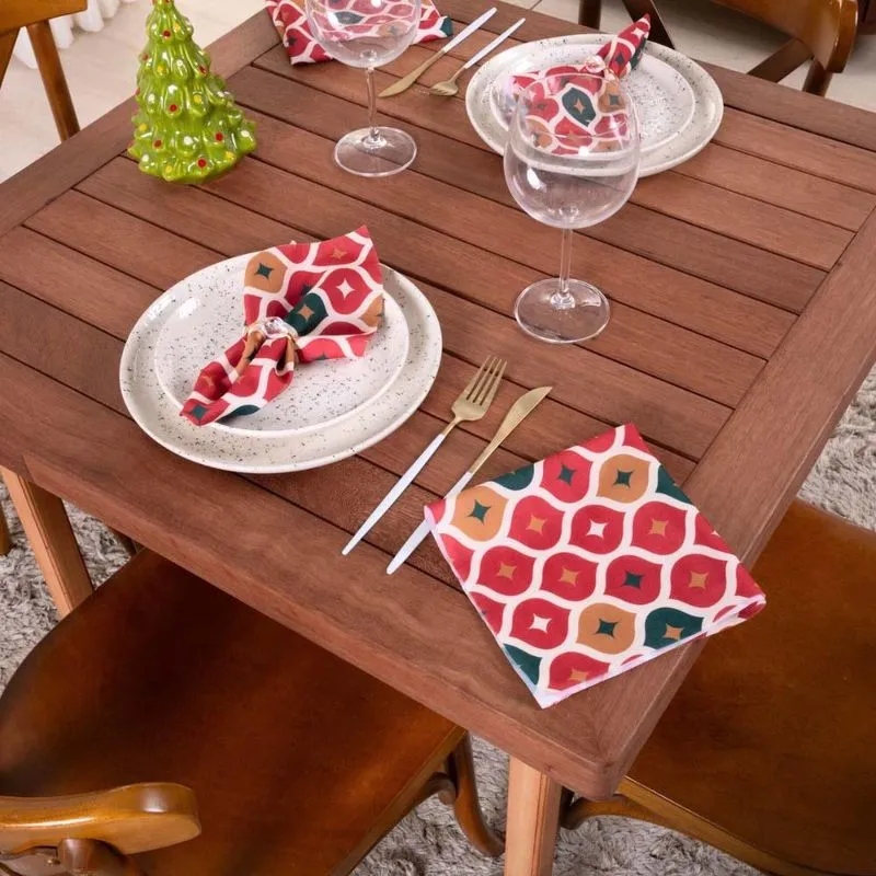 Kit 4 Guardanapos 35cm X 35cm Estampa Digital Tecido Oxford Natal Decoração - Estampa 6