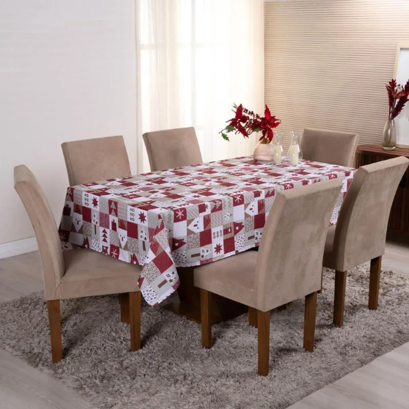Toalha De Mesa 2,50M 8 Lugares Estampa Digital Natal Est. 2