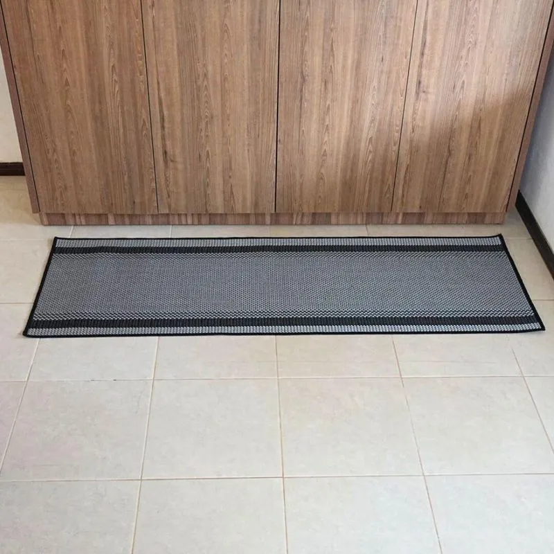 Tapete Passadeira Lancer Retangular Sisal Polipropileno Base Antiderrapante Para Cozinha Preto