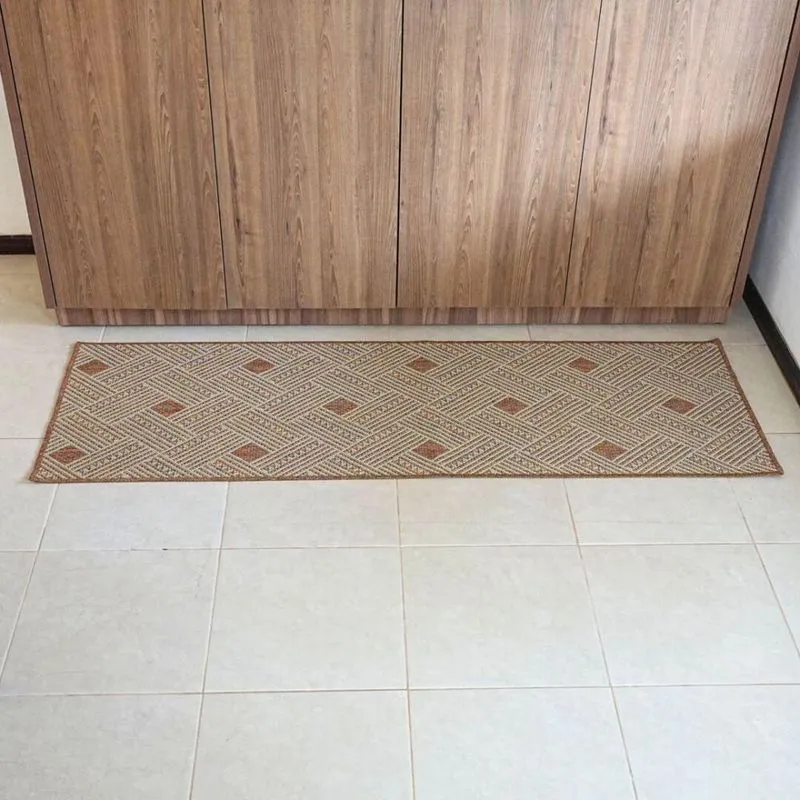 Tapete Passadeira Sisal Retangular Polipropileno Base Antiderrapante Para Cozinha Terracota Valle
