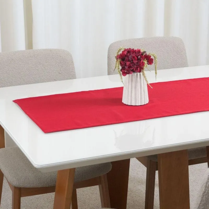 Caminho De Mesa Classic Oxford Maquinetado 130x40cm Vermelho Valle Distribuidora