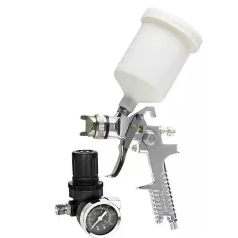 Aplicador De Pintura Com Manometro Hvlp Para Pintar Com Regulador Valvula De Pressao Gravidade Aerografo Com Acessorios Completa Profissional