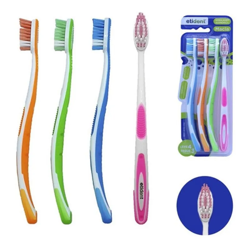 Kit Com 4 Escova Dental Adulto Cerdas Macia Etd-013