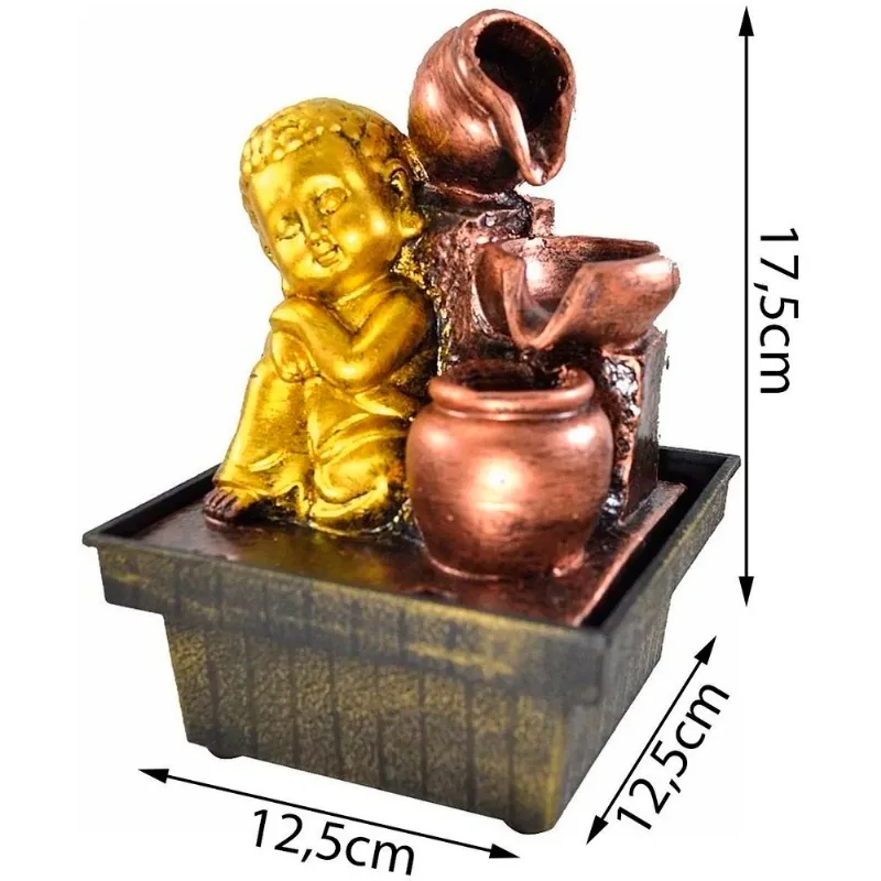 Fonte De Água Cascata Buda 3 Quedas Decoração Resina Bivolt