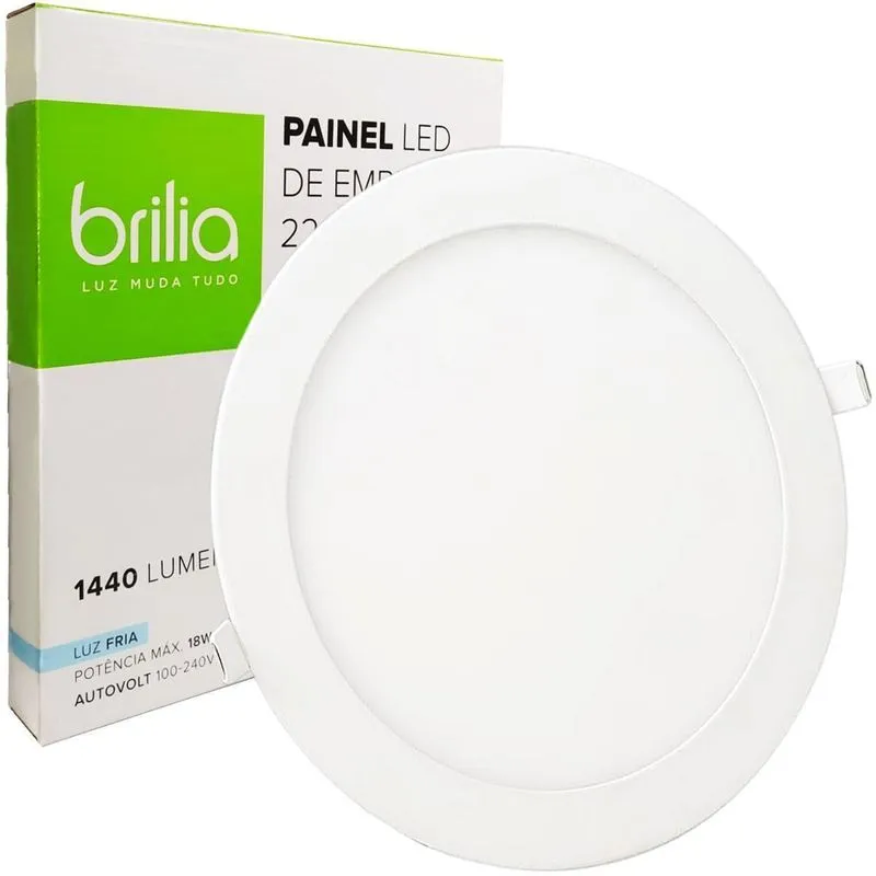 Painel Led Embutir 18w Redondo 22,5cm Neutro 4000k