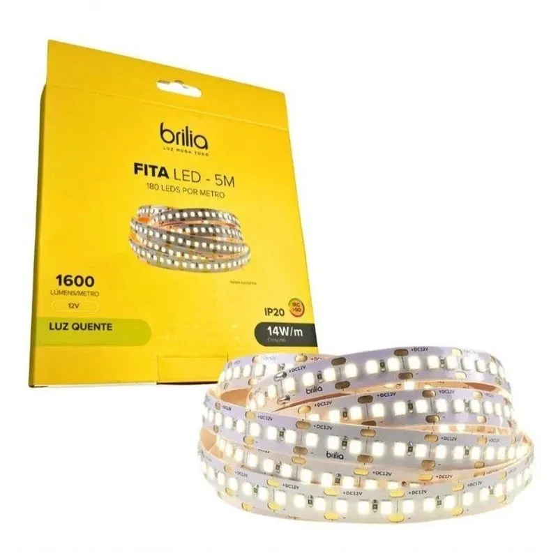 Fita Led 316409 Iluminação Indireta 4000k 12v 14w 5m Brilia