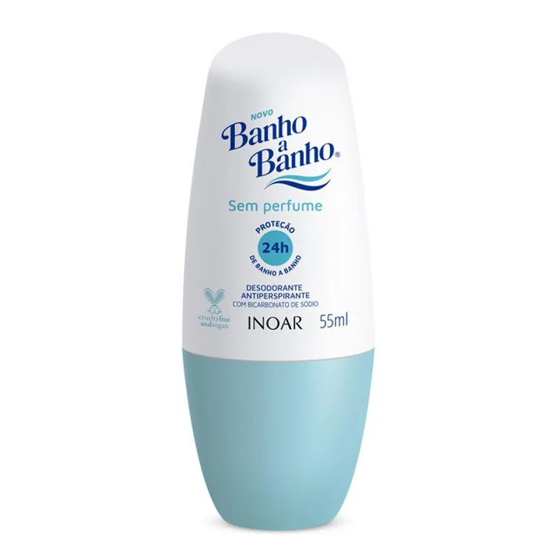 Desodorante Roll On Banho A Banho Sem Perfume Inoar 55ml