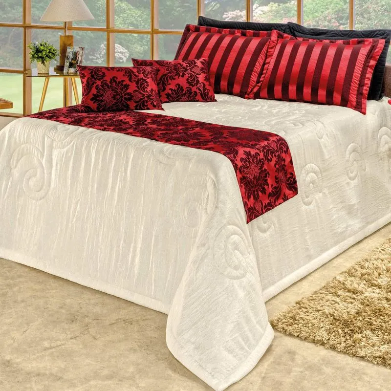 Kit Colcha Queen 8 Peças Viena Bia Enxovais Vermelho