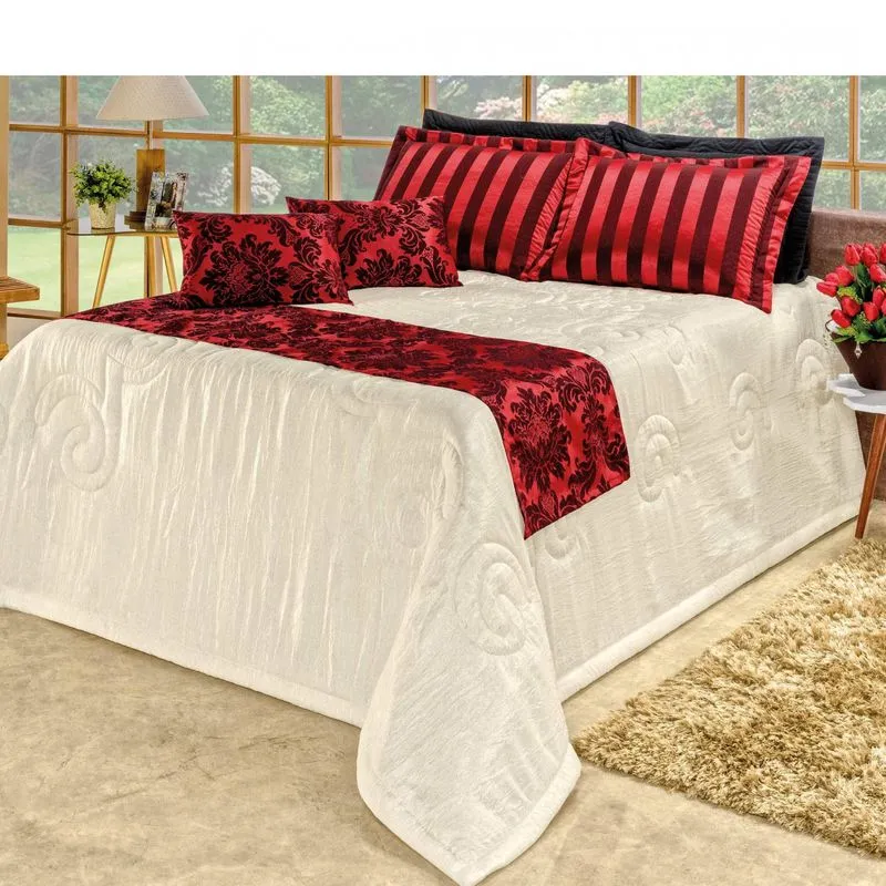 Kit Colcha Queen Viena 10 Peças Bia Enxovais Vermelho