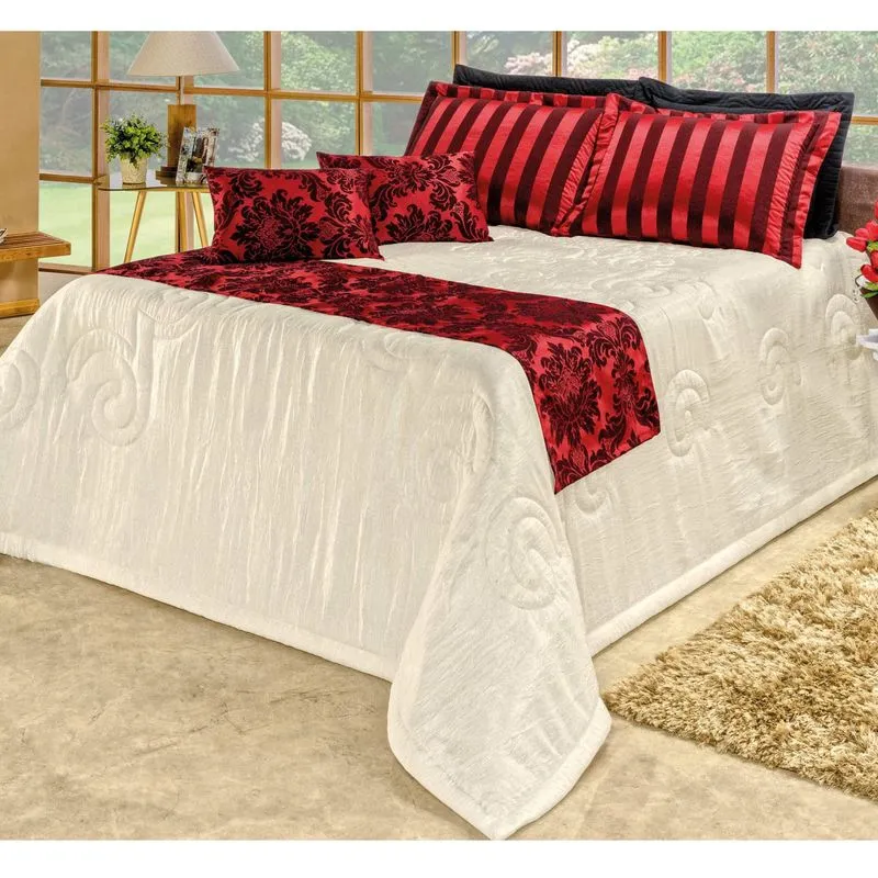 Kit Colcha King Viena 10 Peças Bia Enxovais Vermelho