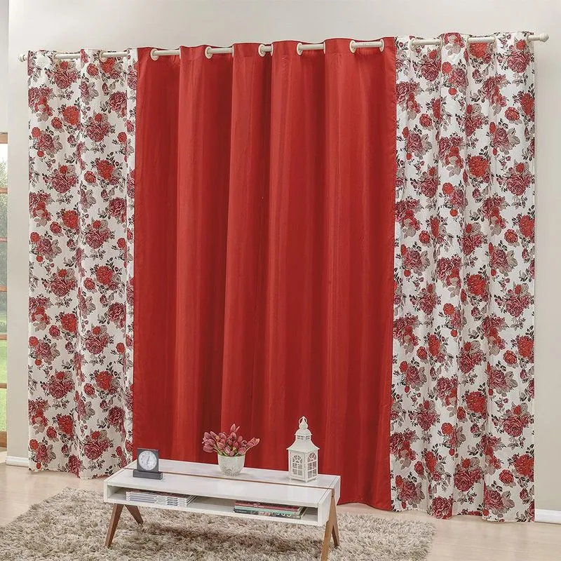 Cortina Floratta 2 Metros Vermelho