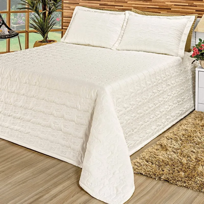 Kit Colcha Queen Premium 3 Peças Bia Enxovais Palha