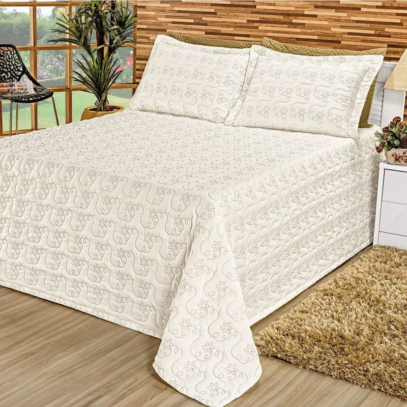 Kit Colcha King Premium 3 Peças Bia Enxovais Caqui