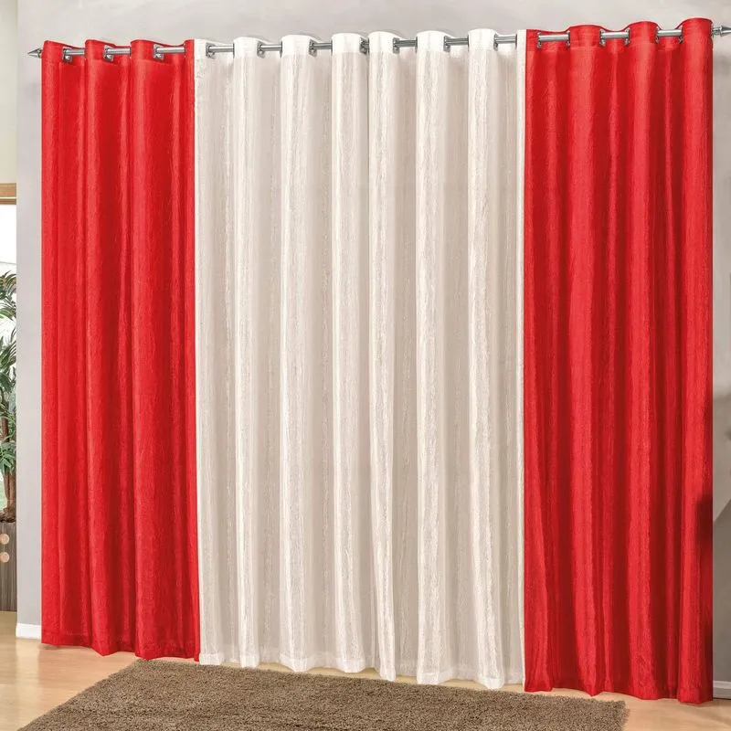 Cortina 2 Folhas Lorena 300cm x 270cm Bia Enxovais Vermelho