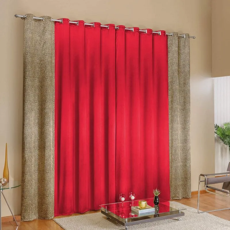 Cortina 3 Folhas Safari Bia Enxovais 2,00mx1,60m Vermelho